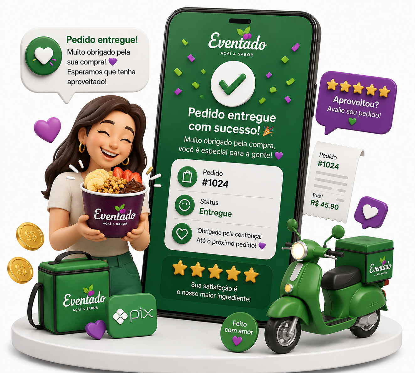 Pedido entregue com sucesso